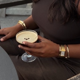 a woman drinking coffee