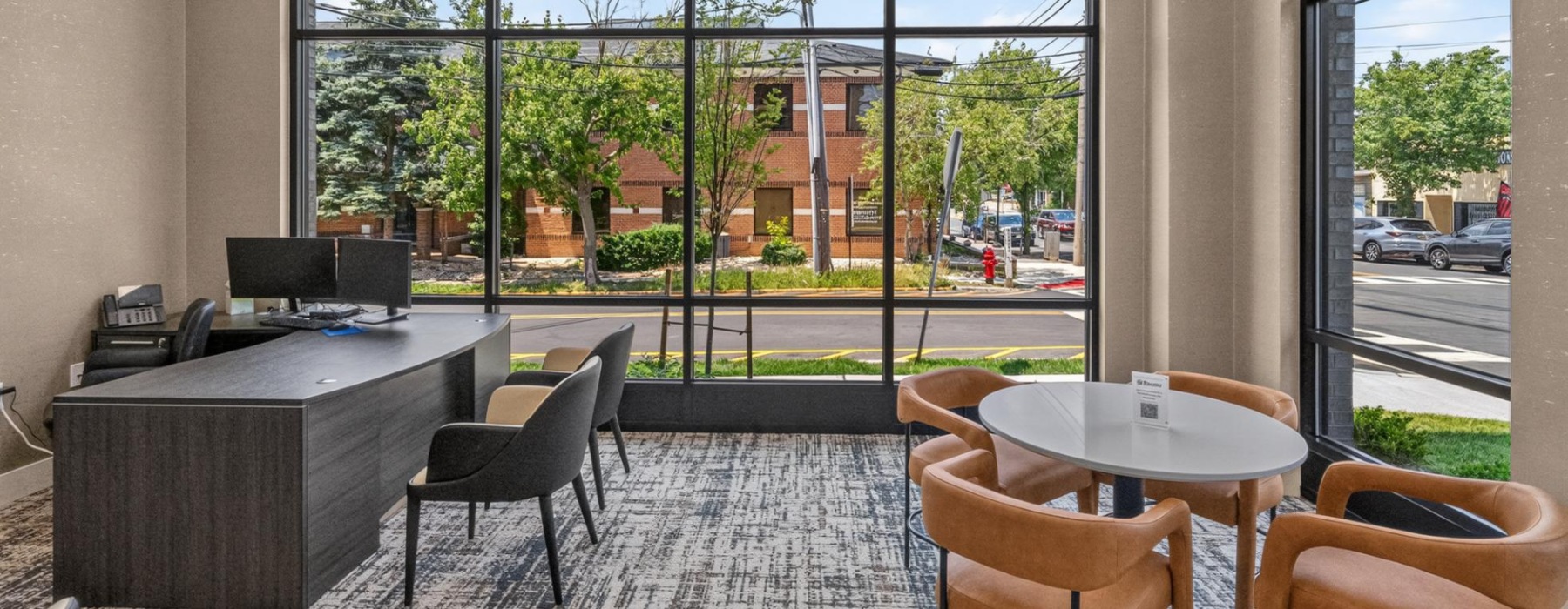 Leasing office showing desk and waiting area