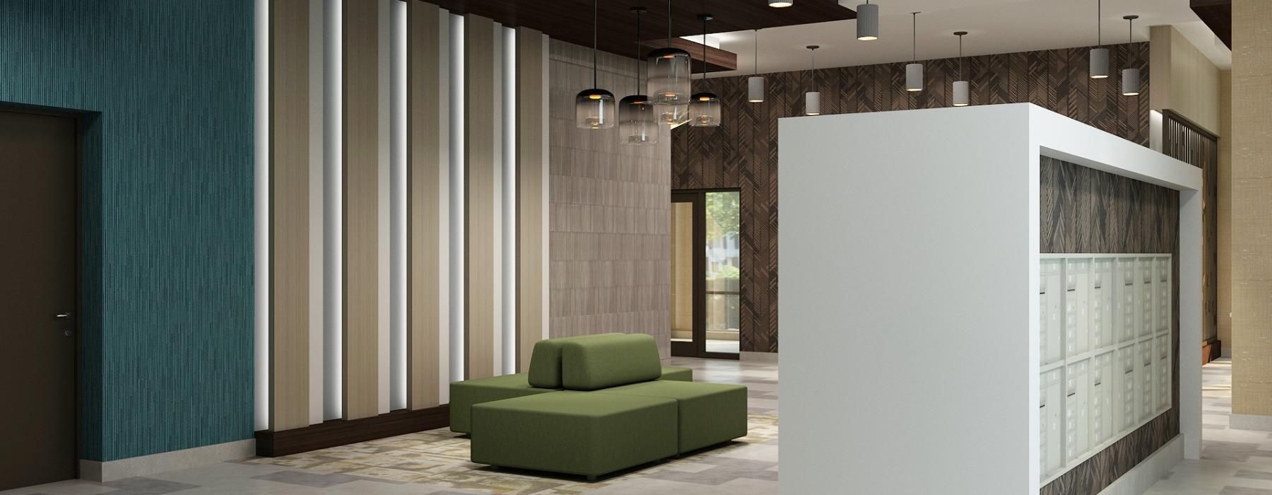 lounge area and mail center