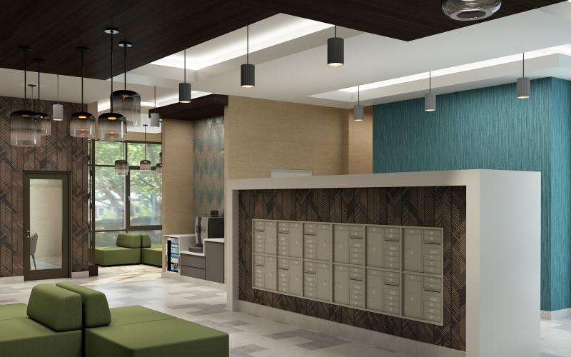 resident seating and mail center area